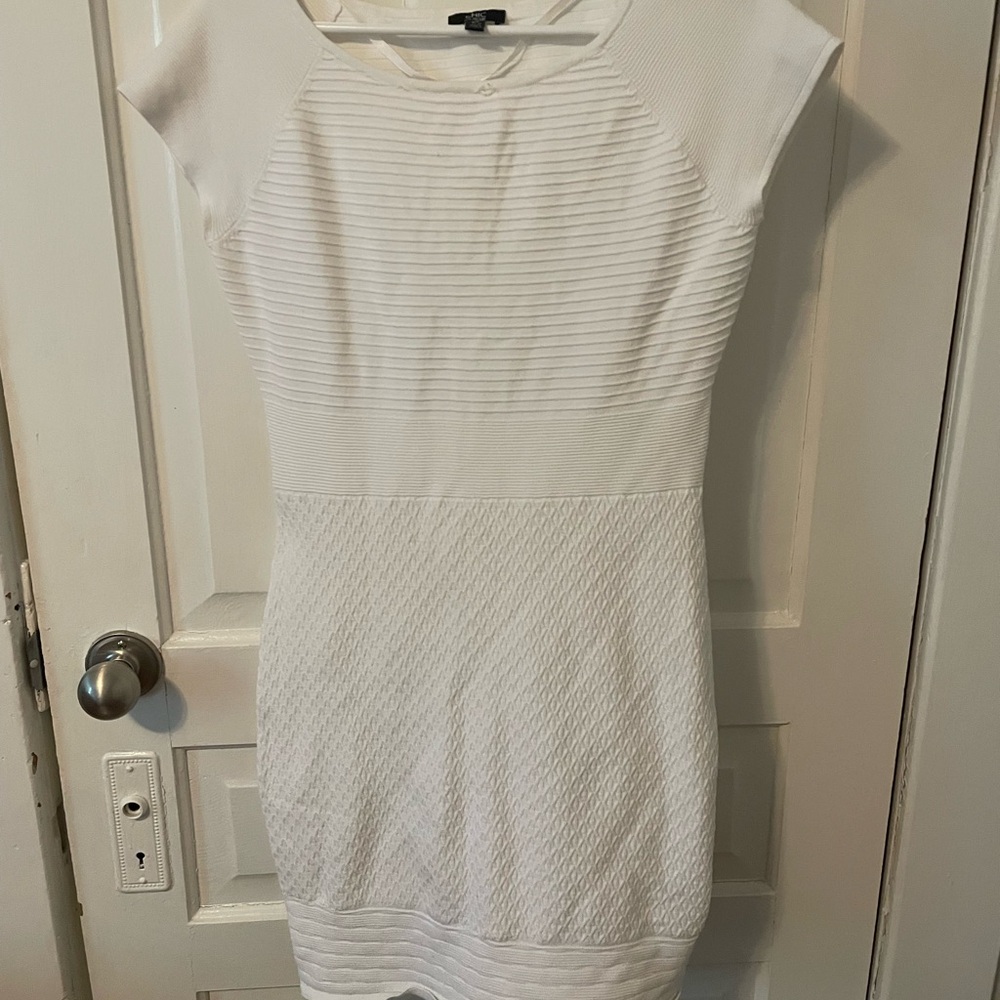 Jacob White Sheath Mini Dress with Cap Sleeves
